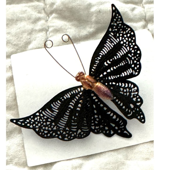 Jewelry - Vintage Black Butterfly Pin, brooch